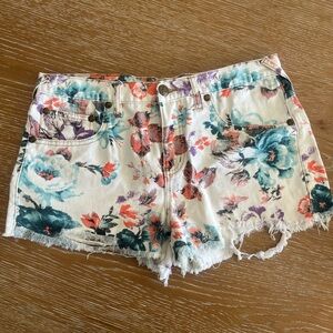 Free People Floral Jean Shorts - Multicolor